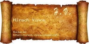 Hirsch Vince névjegykártya
